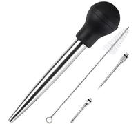 KAYCROWN Poire à jus en Acier Inoxydable et Caoutchouc de qualité Alimentaire avec injecteur de Marinade et Brosse pour Nettoyage Facile