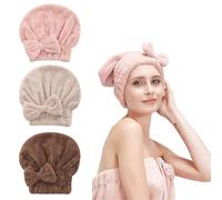 KAYEF 3 Pièces Bonnet Cheveux Sec, Bonnet Serviette Cheveux, Bonnet de Bain Microfibre Serviette Douce Serviette de Bain Foulard pour Femmes Filles Douche Bain Maquillage