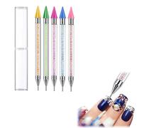 KAYEF 5pcs stylo applicateur de strass, stylo de strass à double extrémité, stylo de nail art de strass, convient pour le nail art pointillé, la peinture de diamant