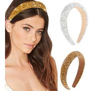 KAYEF bandeau paillettes femme, 2 pieces serre tete paillettes femme, hair bands for women girls birthday gift wedding bridal hair accessories