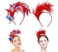KAYEF coiffe plume, 2 pièces 1920 femmes coiffes glamour, bandeau cheveux plume rouge, bandeau fausse fleur 1920, parfait pour un cocktail carnaval mariage tea party !
