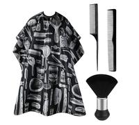 KAYEF coiffure accessoires cape, set de 4 cape coiffure professionnel homme avec brosse à épousseter, cape de coiffure et peigne de coiffure, accessoires de salon pour hommes et femmes