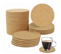 KAYEF Dessous de Verre en Liège Rond - Lot de 50, 10 cm de Diamètre, 3 mm d'Épaisseur - Convient pour la Maison, le Bar et le Restaurant