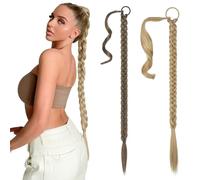 KAYEF extension tresse longue, 2 pieces queue de cheval tresse, ponytail wig, braid extensions, braid wig (flaxen, blonde)