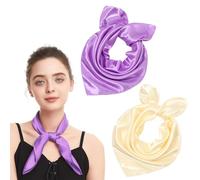KAYEF foulard carré satin soie, 2pcs women's silk square scarf, foulard carré soie femme, silk scarf, chiffon scarf, suitable for party decoration, daily life