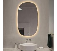 KAYEF Miroir Mural à LED, 50x80 cm, Miroir de Salle de Bain Ovale avec éclairage 3 Couleurs, 50x90 cm, Miroir de Maquillage à éclairage LED rétroéclairé, Miroir décoratif sans Cadre pour Chambre à