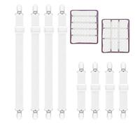 KAYEF sangle drap housse de maintient 8 pcs, 65cm-240cm, 25cm-80cm tendeur de drap, tendeur de drap élastique, tendeur de drap blanc avec clip métallique, convient pour les draps, matelas