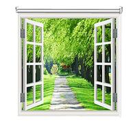 KAYEF Store Enrouleur occultant pour fenêtres de Cuisine, Vert, 80 cm/100 cm/120 cm/140 cm/160 cm de Large, Rideau à Motif de Paysage forestier 3D (Couleur : 100% occultant, Taille : W160 cm × H2