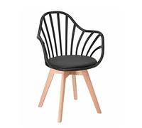 KAYELLES Chaise de Cuisine à barreaux Coussin intégré et accoudoirs Bold+ (Noir, 1)