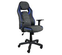 KAYELLES Chaise Gamer Ergonomique, siège basculant Simili Cuir & Alcantara, Hauteur réglable, pivotant 360°, accoudoirs, Double Rembourrage Assise & appuie tête, roulettes Souples Azul (Noir Bleu)
