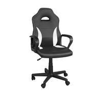 KAYELLES Fauteuil Chaise Gamer, Hauteur réglable, siège Simili Cuir Bicolore, pivotant 360°, accoudoirs rembourrés, roulettes WAN (Noir-Blanc)