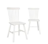 KAYELLES Lot de 2 chaises à barreaux bistrot Vintage Bois Massif Mona (Blanc)