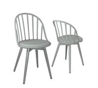 KAYELLES Lot de 2 chaises bistrot à barreaux Design Cuisine, Salle à Manger, Cussin Simili Cuir, Pieds en métal Bold (Gris)
