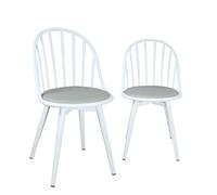 KAYELLES Lot de 2 chaises bistrot à barreaux Design Cuisine, Salle à Manger, Cussin Simili Cuir, Pieds en métal Bold (Blanc Gris)