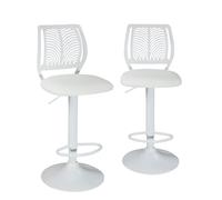 KAYELLES Lot de 2 chaises de Bar avec Dossier Design Contemporain SAWA (Blanc intégral)