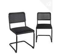 KAYELLES Lot de 2 chaises Vintage Retro métal et Plastique Souple Design Industriel Pied Cantilever SAFI (Noir)