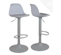 KAYELLES Lot de 2 tabourets de Bar Gris Design Coussin Simili Cuir rembourré, Repose Pied, réglable en Hauteur et pivotant 360° SIG (Gris intégral)