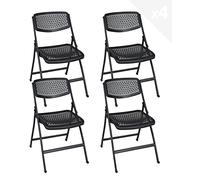 KAYELLES Lot de 4 chaises Pliantes métal et Plastique ajouré SABA (Noir)