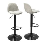 KAYELLES tabourets de Bar Cuisine Design SIG - Lot de 2 chaises de Bar réglable (Tissu Gris)