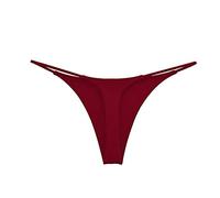 Kayferli Panties String sexy pour femme - Taille basse - Double coton - En forme de T, Bordeaux, M