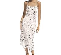 Kayferli Robe d'été pour femme - Motif fraise - Jupe à bretelles - Pour l'Europe et les États-Unis - Longue robe sexy dos nu - Robe de plage pour femme, Blanc., M