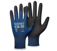 KAYGO 3 paires de gants de travail, enduits de nitrile antidérapants et résistants à l'abrasion en nylon tricoté sans couture pour atelier de montage de voiture (Navy Bleu, XL, taille 10)