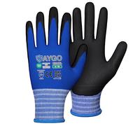 KAYGO 3 paires de gants de travail, enduits de nitrile antidérapants et résistants à l'abrasion en nylon tricoté sans couture pour atelier de montage de voiture (Bleu, M, taille 8)