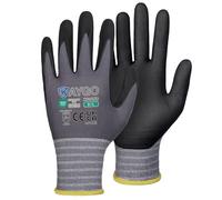 KAYGO 3 paires de gants de travail, enduits de nitrile antidérapants et résistants à l'abrasion en nylon tricoté sans couture pour atelier de montage de voiture (Noir, L, taille 9)