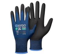 KAYGO 3 paires de gants de travail, enduits de nitrile antidérapants et résistants à l'abrasion en nylon tricoté sans couture pour atelier de montage de voiture (Navy Bleu, M, taille 8)