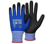 KAYGO 3 paires de gants de travail, enduits de nitrile antidérapants et résistants à l'abrasion en nylon tricoté sans couture pour atelier de montage de voiture (Bleu, S, taille 7)