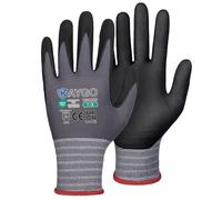 KAYGO 3 paires de gants de travail, enduits de nitrile antidérapants et résistants à l'abrasion en nylon tricoté sans couture pour atelier de montage de voiture (Noir, S, taille 7)