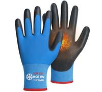 KAYGO gants de travail pu enduit d'hiver - 12 paires, doublure en laine chaude, bonne adhérence, KG11W, pour hommes femmes, pour le travail par temps froid entrepôt congélateur (Bleu, S, taille 7)