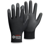 KAYGO gants de travail pu enduit d'hiver - 12 paires, doublure en laine chaude, bonne adhérence, KG11W, pour hommes femmes, pour le travail par temps froid entrepôt congélateur (Noir, XL, taille 10)