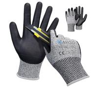 KAYGO gants de travail résistants aux coupures EN388 4X42C - 2 paires, revêtement en nitrile micromousse, lavable en machine, anti-coupures pour le travail général, KG21N (Gris, XL, taille 10)