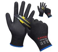 KAYGO gants de travail résistants aux coupures EN388 4X42C - 2 paires, revêtement en nitrile micromousse, lavable en machine, anti-coupures pour le travail général, KG21N (Noir, M, taille 8)