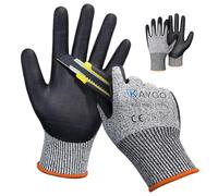 KAYGO gants de travail résistants aux coupures EN388 4X42C - 2 paires, revêtement en nitrile micromousse, lavable en machine, anti-coupures pour le travail général, KG21N (Gris, XXL, taille 11)