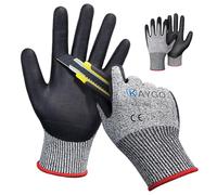 KAYGO gants de travail résistants aux coupures EN388 4X42C - 2 paires, revêtement en nitrile micromousse, lavable en machine, anti-coupures pour le travail général, KG21N (Gris, S, taille 7)