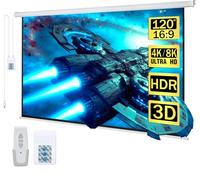 Kayle Écran de projection motorisé électrique diagonale automatique 16:9 HD pour présentation de cinéma maison, éducation, extérieur et intérieur avec télécommande sans fil, support mural/plafond