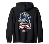 Kaylee Chignon Chignon Décoiffé avec Lunettes de Soleil Ruban USA Sweat à Capuche