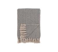 KAYLIE - Plaid 160x130cm Gris et Beige à Motifs Géométriques -