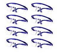 KAYLRE 8 Lunettes de Sécurité Transparentes - Lunettes de Protection Avec Verres en Plastique, Pont-de-Nez et Embouts de Branches en Caoutchouc pour plus de Confort （bleu）