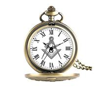 KAYLRE Montre De Poche Antique Frememason G Composer Chrome Square et Compass Mason Collier maçonnique Pendentif Quartz Pocket Montre Meilleurs Cadeaux for Frememason Montre De Poche Homme