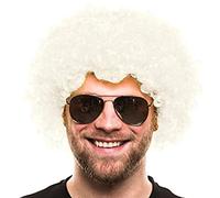 KAYLRE Polypropylène Perruque afro funky des années 70, Homme afro, super grosse, Blanc Perruque, Blanc, Unique EU