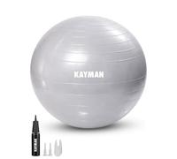KAYMAN Ballon d'exercice Gris de 65 cm - Système Anti-éclatement, Anneaux antidérapants, matériau Durable, Facile à gonfler, idéal pour Le Yoga, Le Pilates, Le Fitness, l'équilibre, la Gym et Les