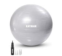 KAYMAN Ballon d'exercice Gris de 75 cm - Système Anti-éclatement, Anneaux antidérapants, matériau Durable, Facile à gonfler, idéal pour Le Yoga, Le Pilates, Le Fitness, l'entraînement d'équilibre, la