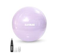 KAYMAN Ballon d'exercice violet de 55 cm - Système anti-éclatement, anneaux antidérapants, matériau durable, facile à gonfler, parfait pour le yoga, le pilates, le fitness, l'entraînement d'équilibre,