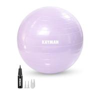 KAYMAN Ballon d'exercice Violet de 75 cm - Système Anti-éclatement, Anneaux antidérapants, matériau Durable, Facile à gonfler, idéal pour Le Yoga, Le Pilates, Le Fitness, l'équilibre, la Gym et Les