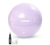 KAYMAN Ballon d'exercice Violet de 85 cm - Système Anti-éclatement, Anneaux antidérapants, matériau Durable, Facile à gonfler, idéal pour Le Yoga, Le Pilates, Le Fitness, l'entraînement d'équilibre,