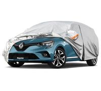 Kayme Bâche Voiture Étanche Respirante Compatible avec Fiesta, Corsa, 208, C3, Clio, Housse de Protection Voiture Extérieur Contre Pluie Soleil Poussière avec Zip, pour a Hayon Jusqu'à 415 cm Argent
