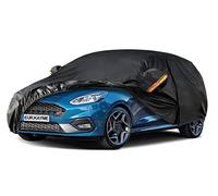 Kayme Bâche Voiture Étanche Respirante Compatible avec Fiesta, Corsa, 208, C3, Clio, Housse de Protection Voiture Extérieur Contre Pluie Soleil Poussière avec Zip, pour a Hayon Jusqu'à 415 cm Argent